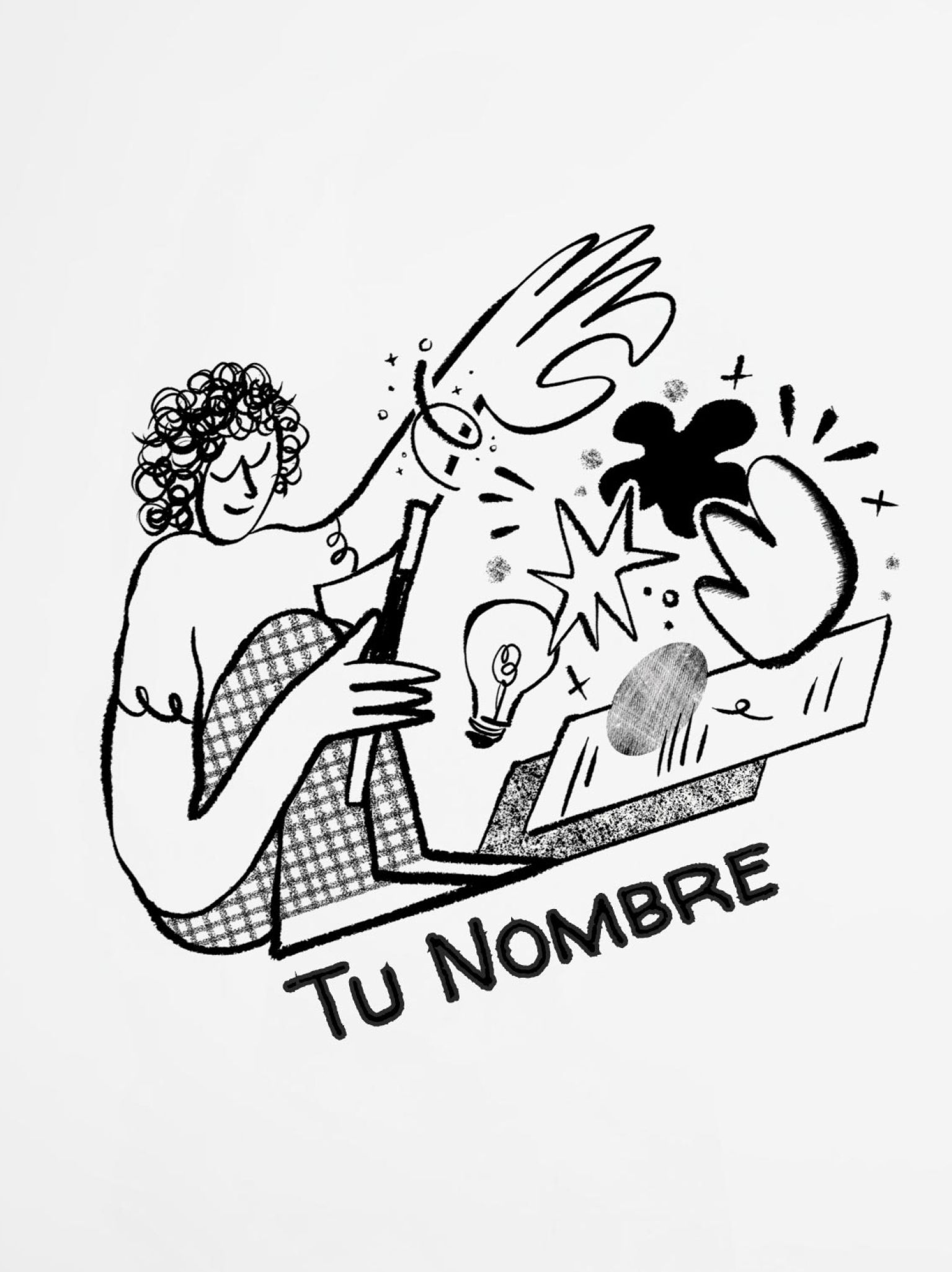 diseño creativo de ilustración con personaje dibujando y elementos artísticos en portada de libreta personalizada