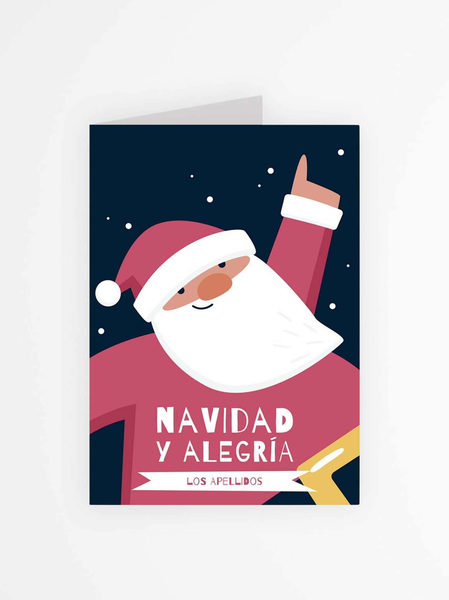 Ilustración de Papá Noel en diseño moderno para tarjeta navideña personalizada