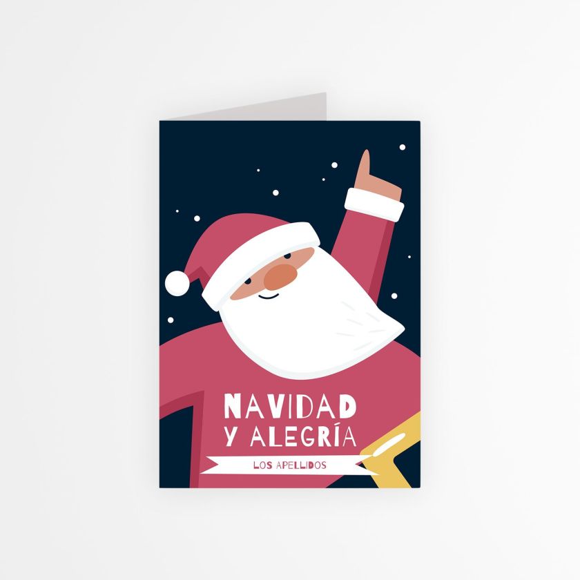 Ilustración de Papá Noel en diseño moderno para tarjeta navideña personalizada