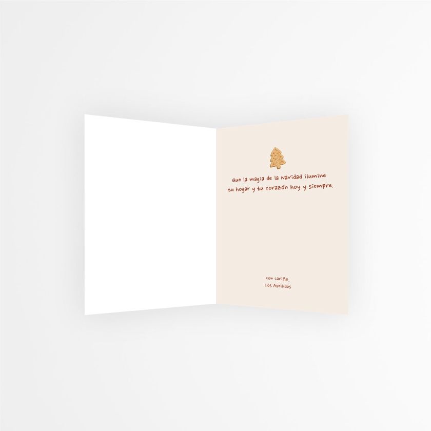 interior de tarjeta navide&ntilde;a personalizada con foto con mensaje festivo
