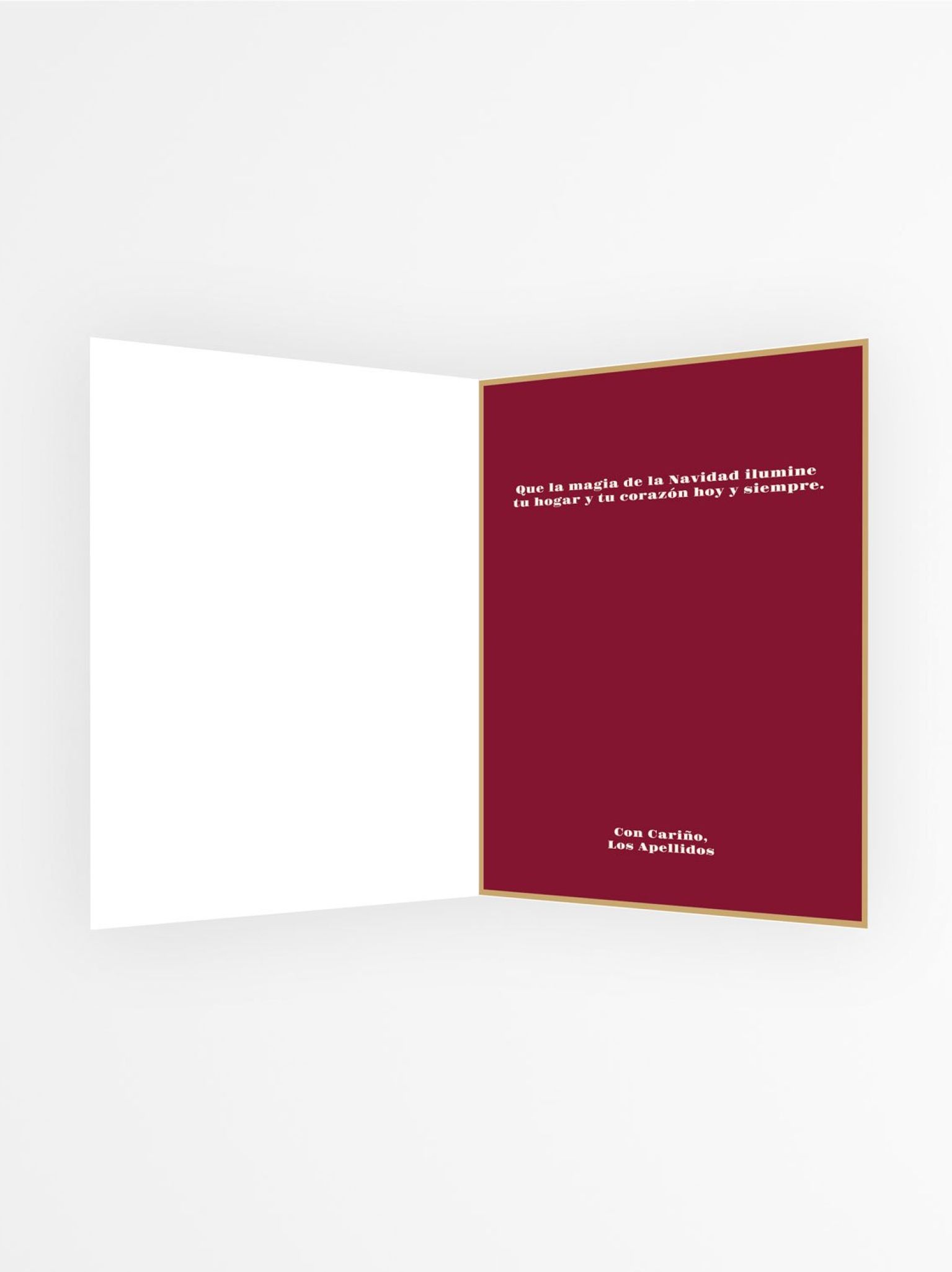 Interior de tarjeta navide&ntilde;a personalizada con mensaje navide&ntilde;o y dise&ntilde;o en rojo