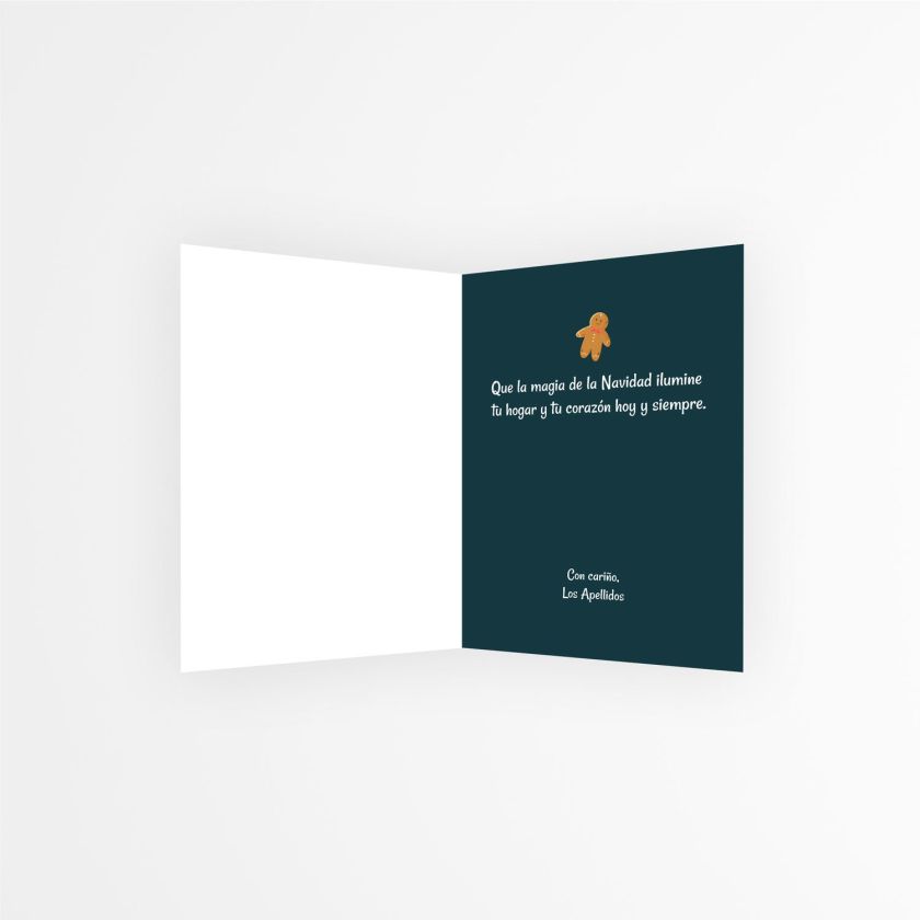 interior de tarjeta navide&ntilde;a personalizable con foto y mensaje navide&ntilde;o minimalista