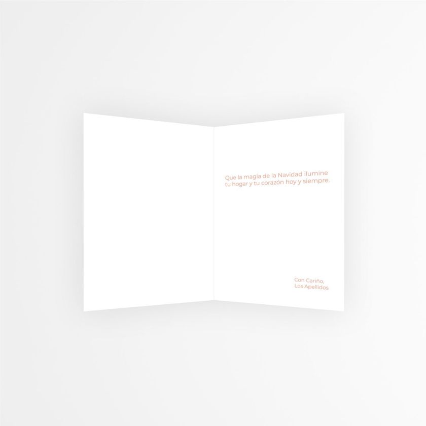 Interior de la tarjeta navide&ntilde;a con mensaje personalizado y espacio para dedicatoria familiar