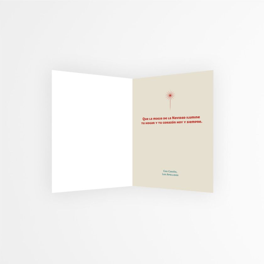 Interior de tarjeta navide&ntilde;a personalizada con mensaje navide&ntilde;o y firma editable