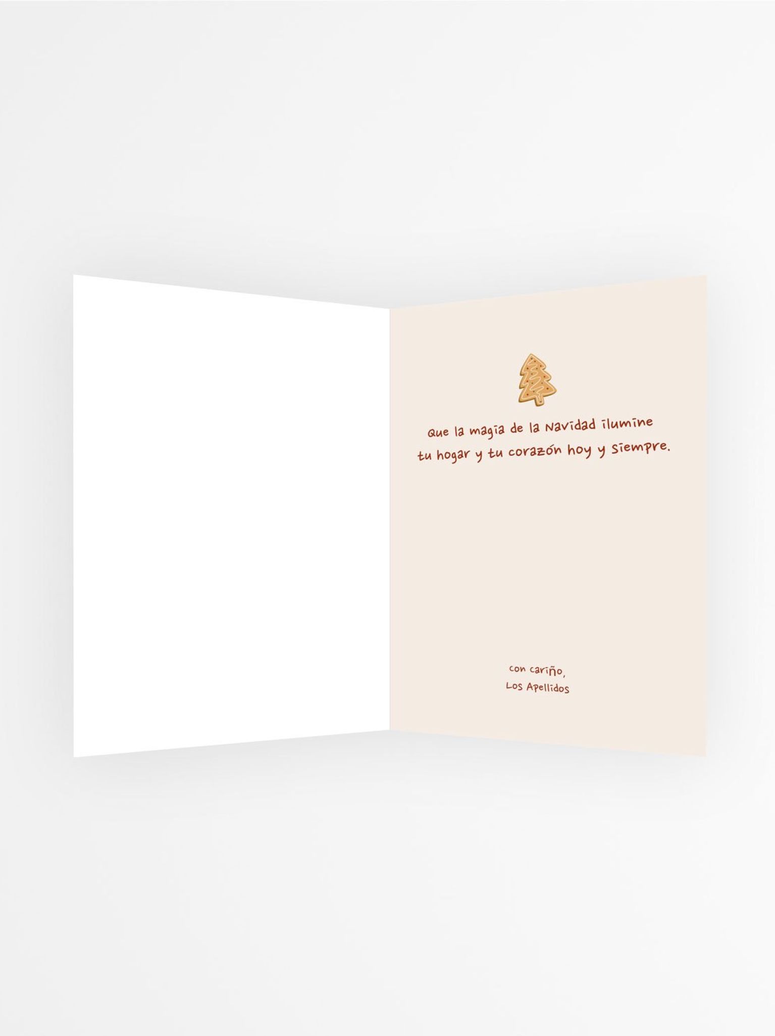 interior de tarjeta navide&ntilde;a personalizada con foto con mensaje festivo
