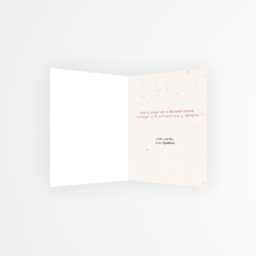 Interior de tarjeta de Navidad personalizada con mensaje navide&ntilde;o