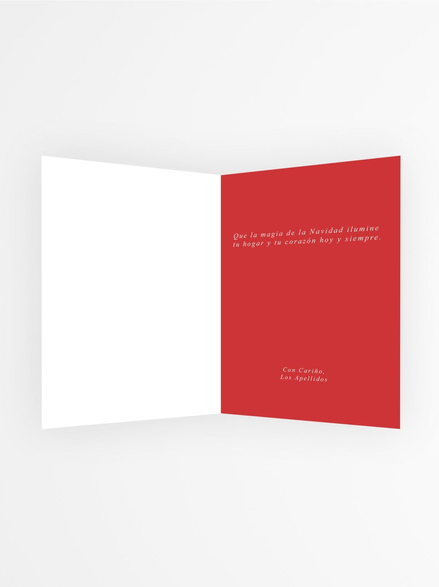 interior de tarjeta con foto navide&ntilde;a con mensaje navide&ntilde;o